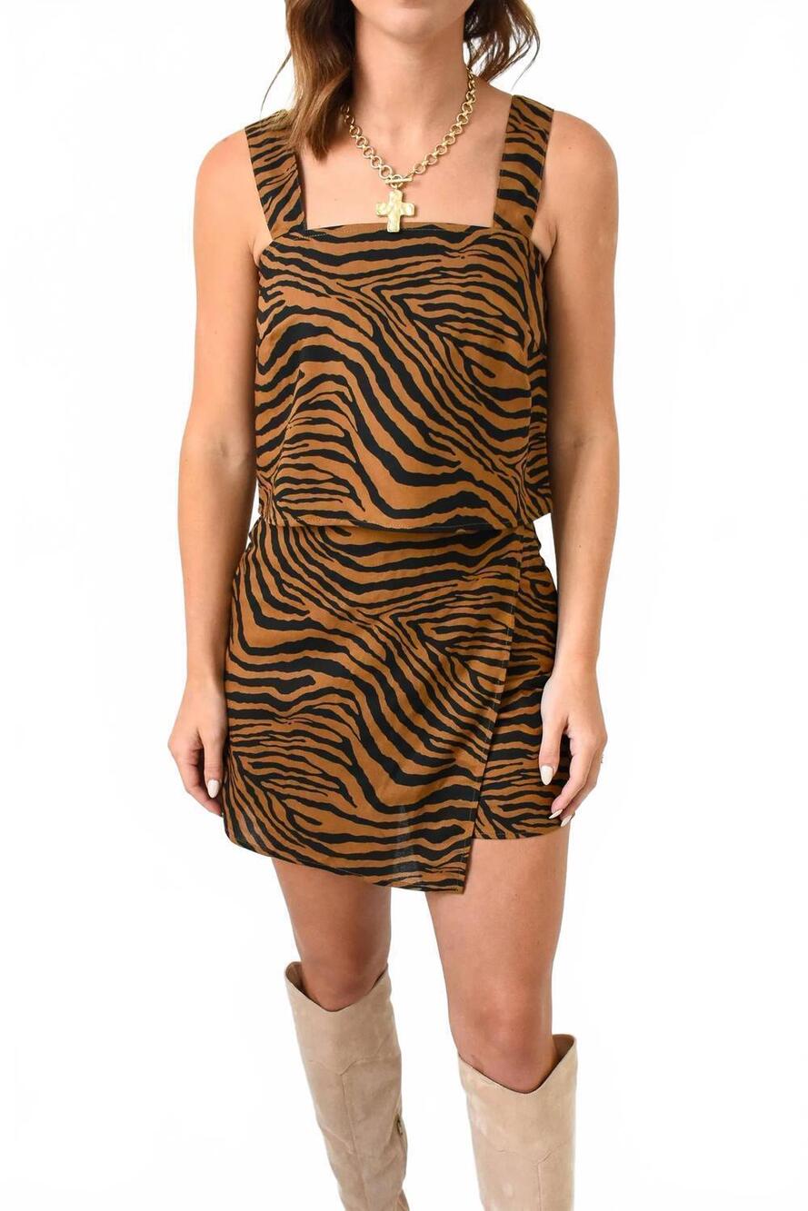 NEW DAY + MOON hear me roar square neck top in brown/black - Picture 3 of 6